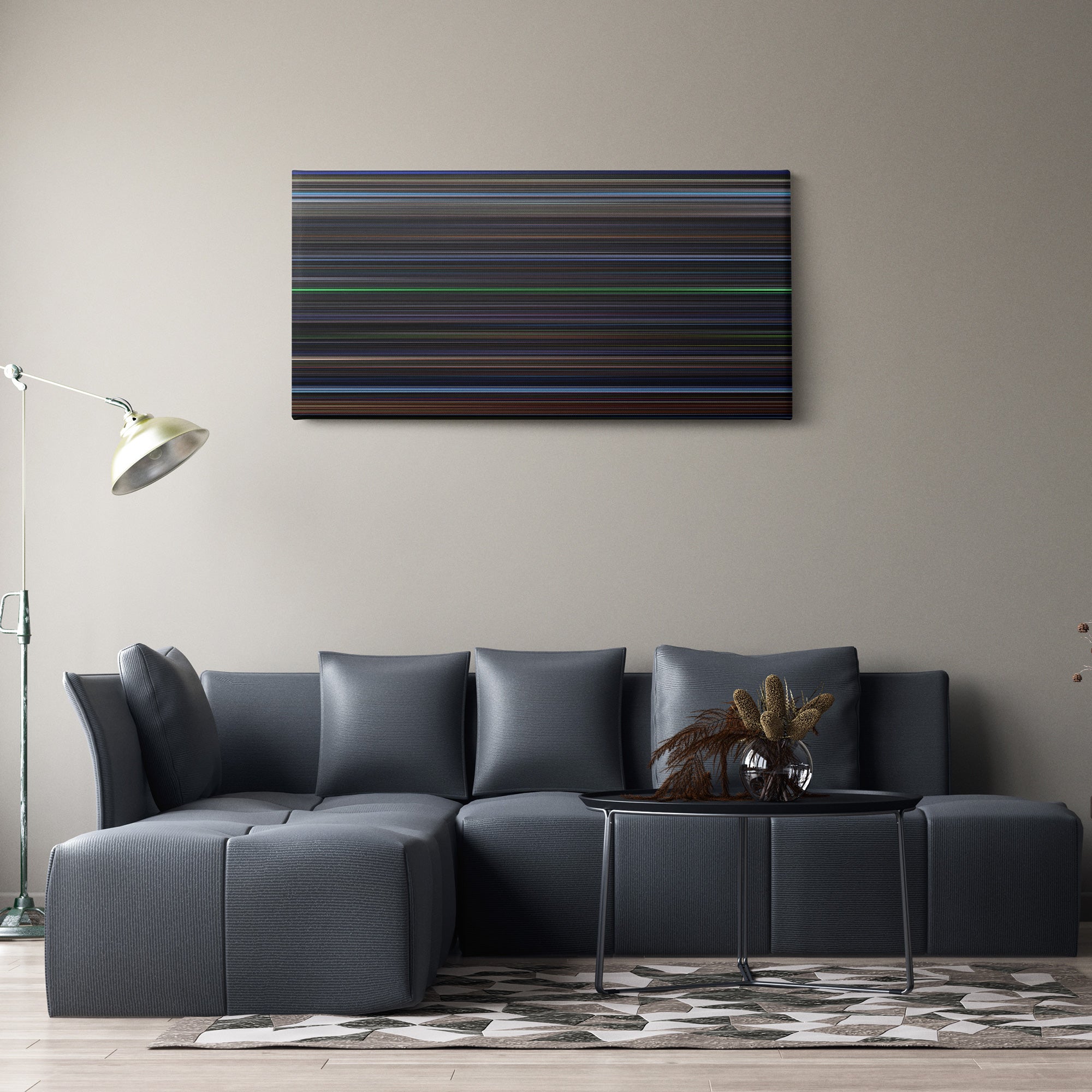 Event Horizon (1997) CineSpectrum Color Spectrum Canvas Print - Hanging Horizontal on Wall in Room