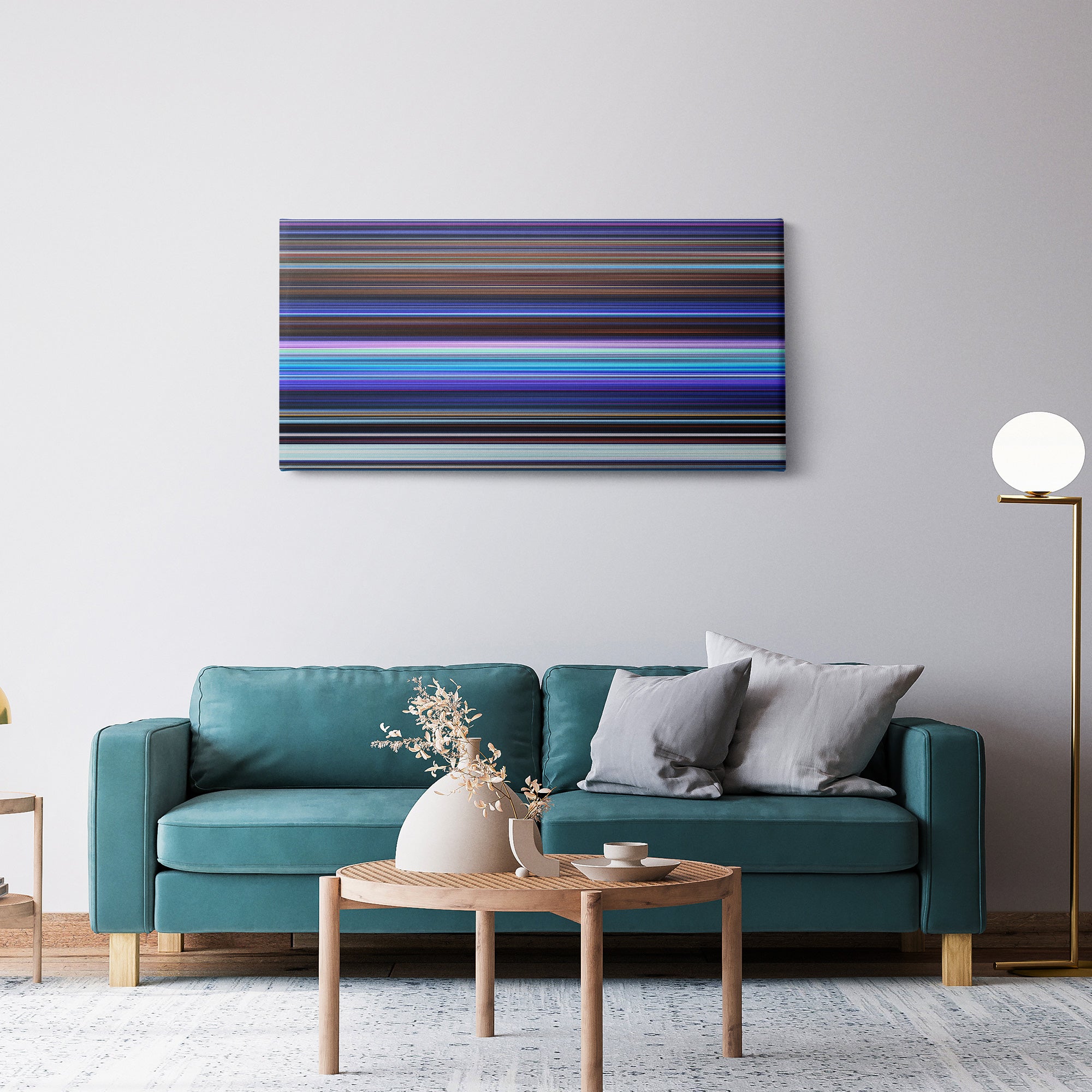 Frozen (2013) CineSpectrum Color Spectrum Canvas Print - Hanging Horizontal on Wall in Room