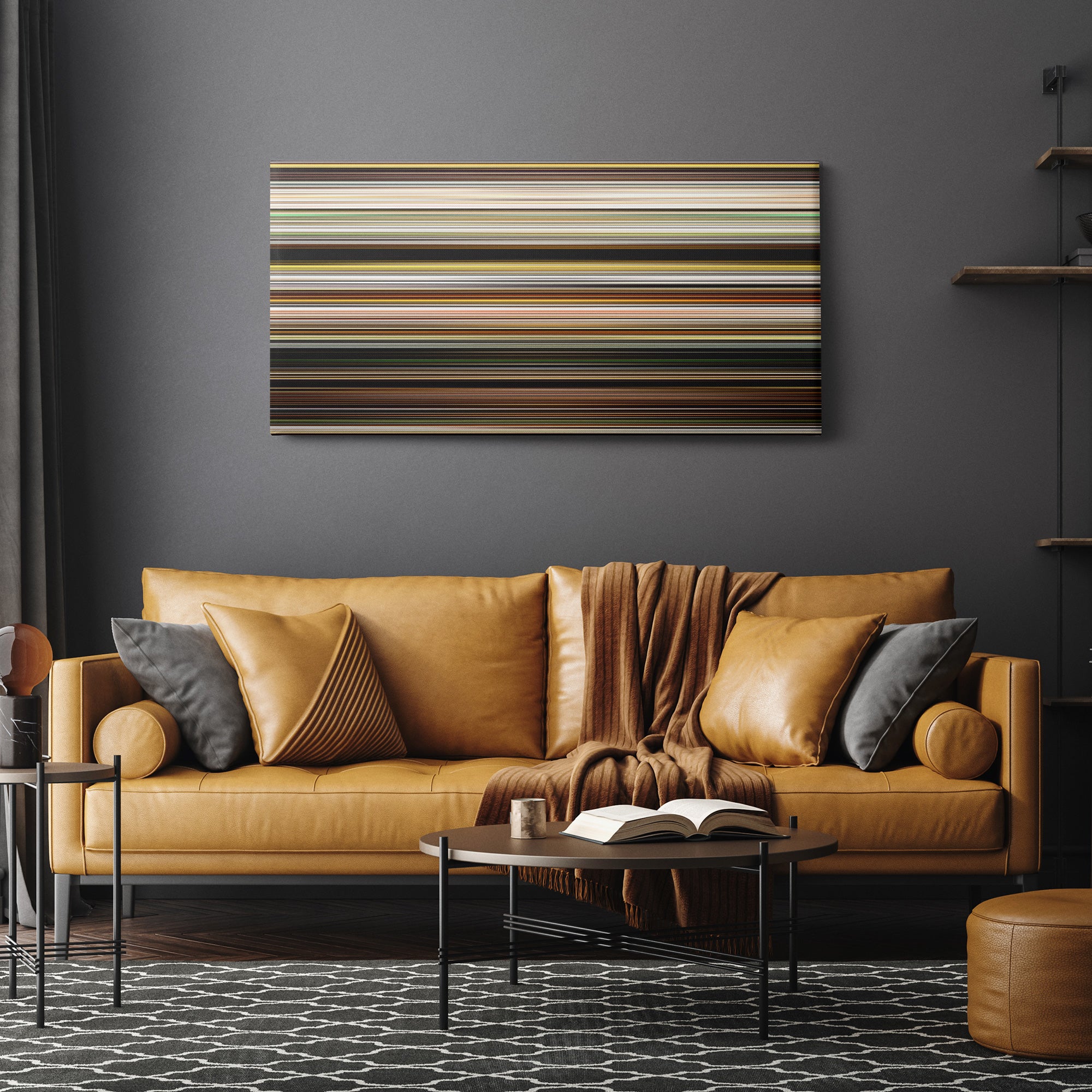 Isle Of Dogs (2018) CineSpectrum Color Spectrum Canvas Print - Hanging Horizontal on Wall in Room