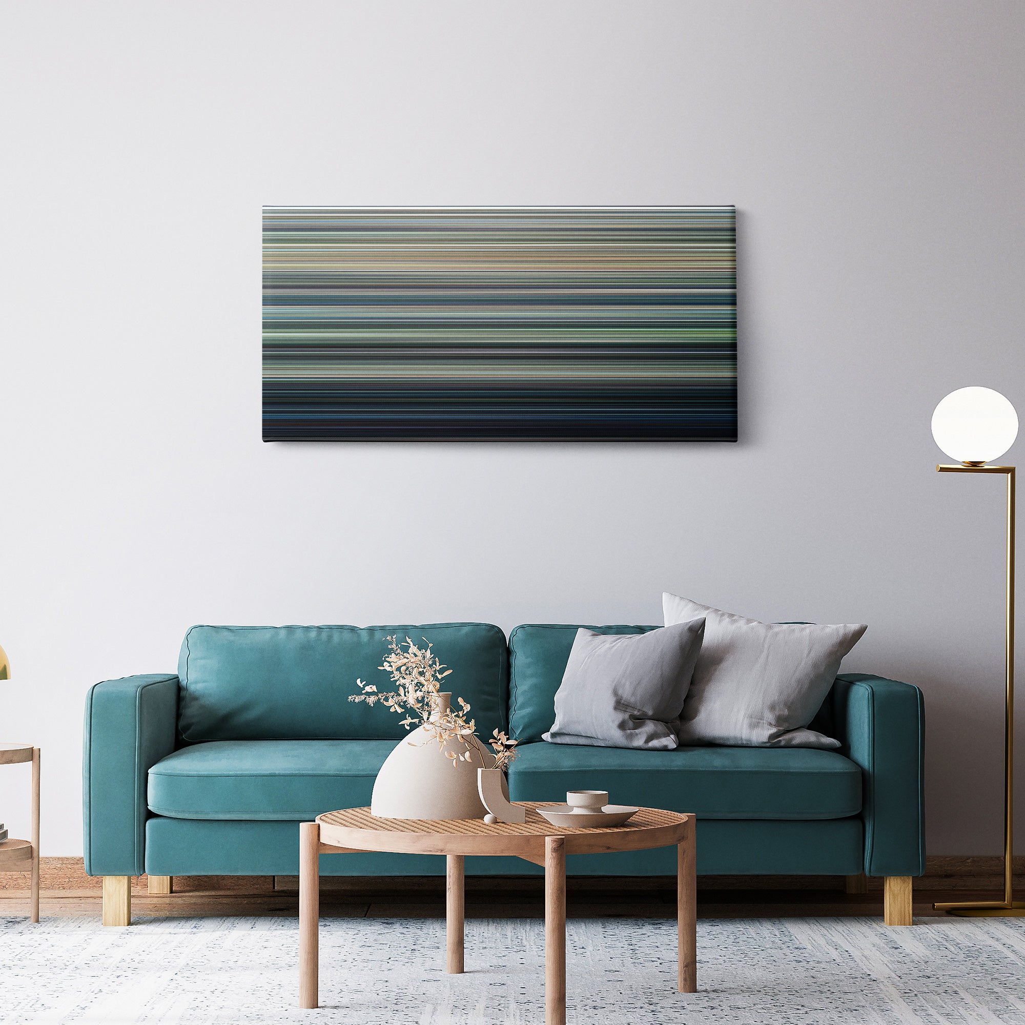 Jurassic World (2015) CineSpectrum Color Spectrum Canvas Print - Hanging Horizontal on Wall in Room