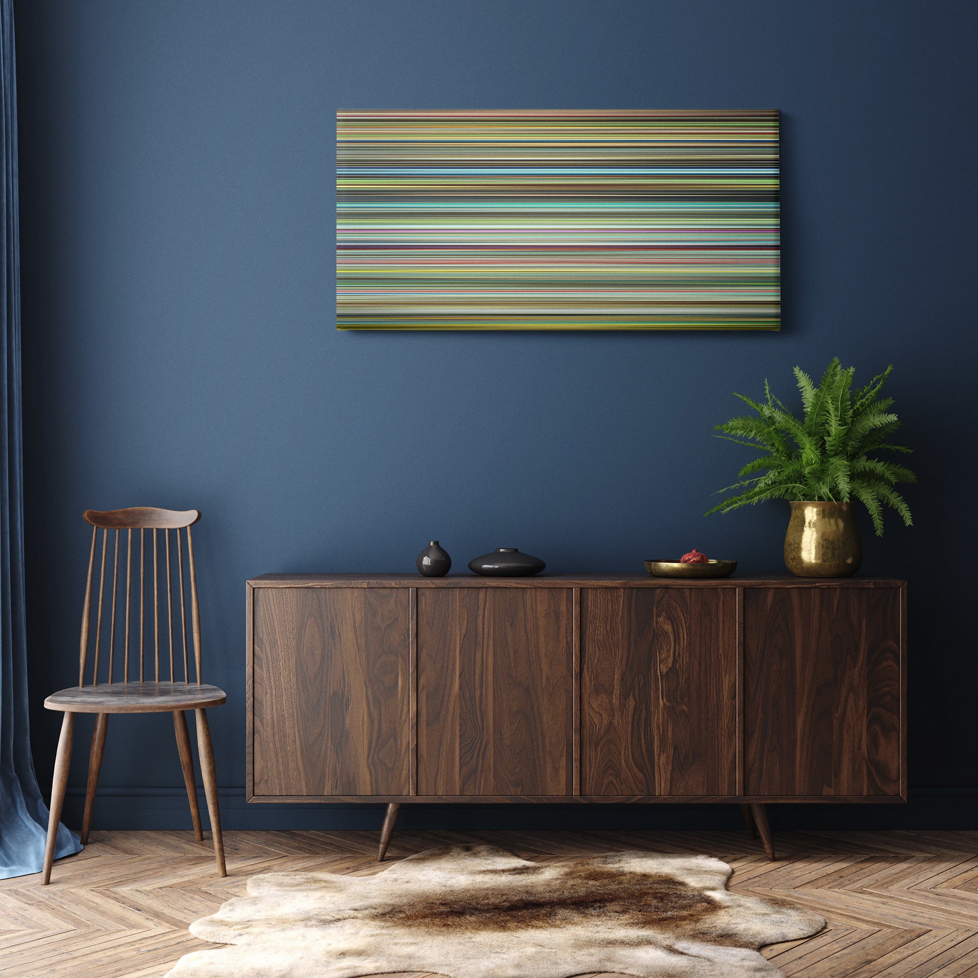Samsara (2011) CineSpectrum Color Spectrum Canvas Print - Hanging Horizontal on Wall in Room