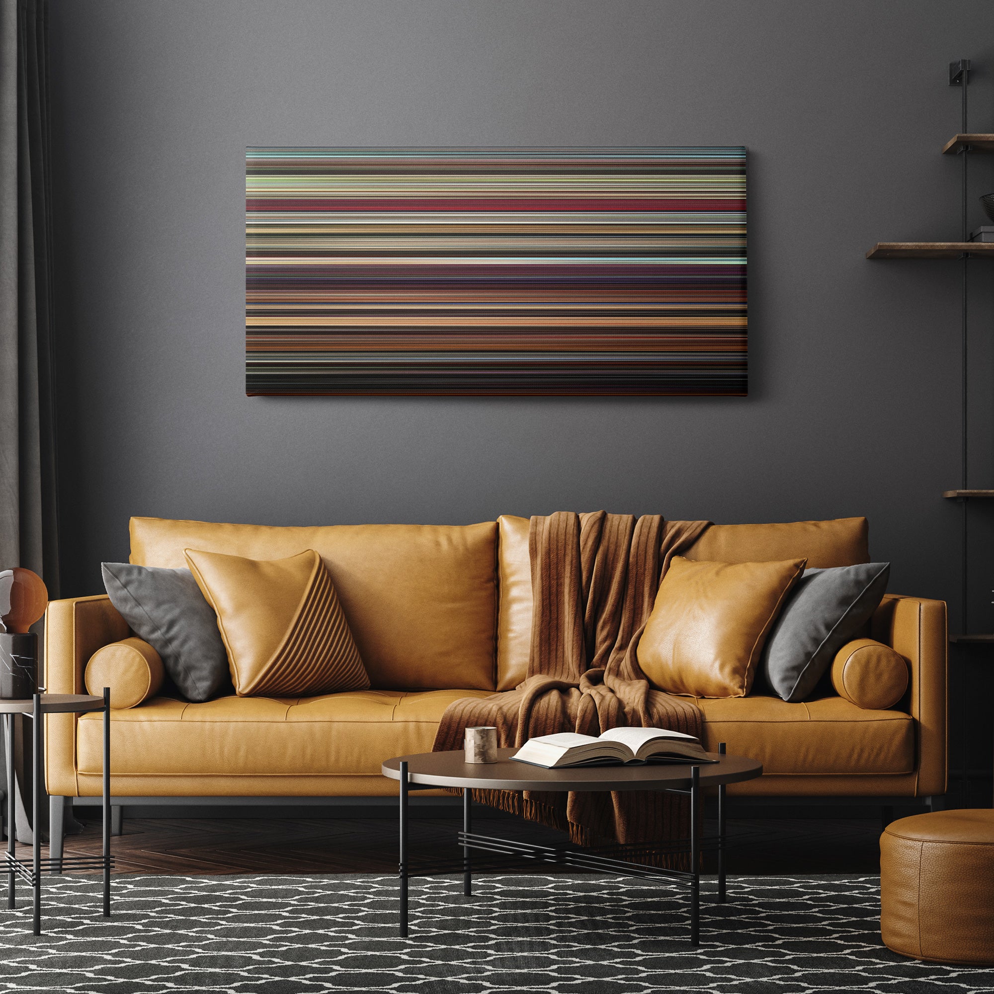 Scarface (1983) CineSpectrum Color Spectrum Canvas Print - Hanging Horizontal on Wall in Room
