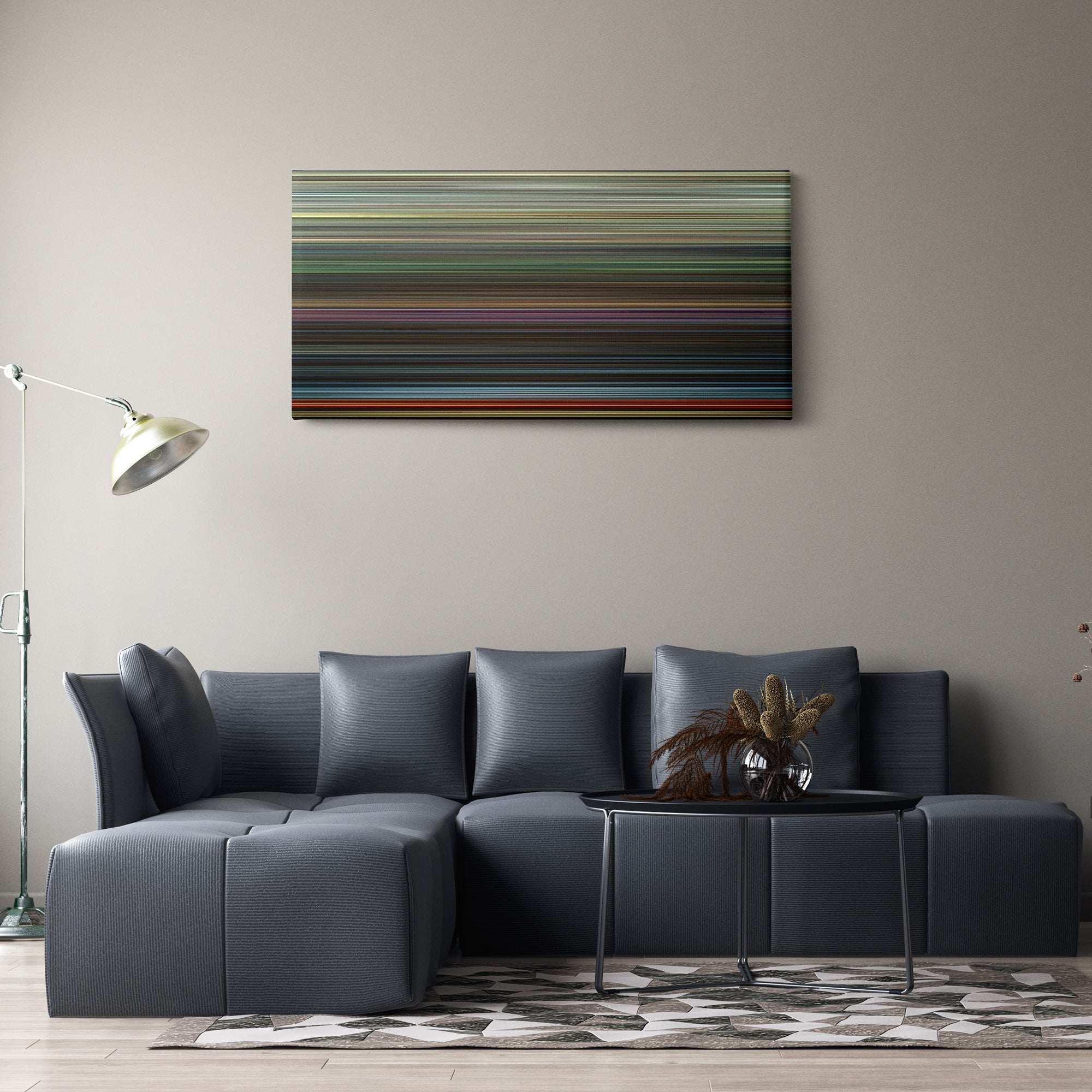 The World's End (2013) CineSpectrum Color Spectrum Canvas Print - Hanging Horizontal on Wall in Room