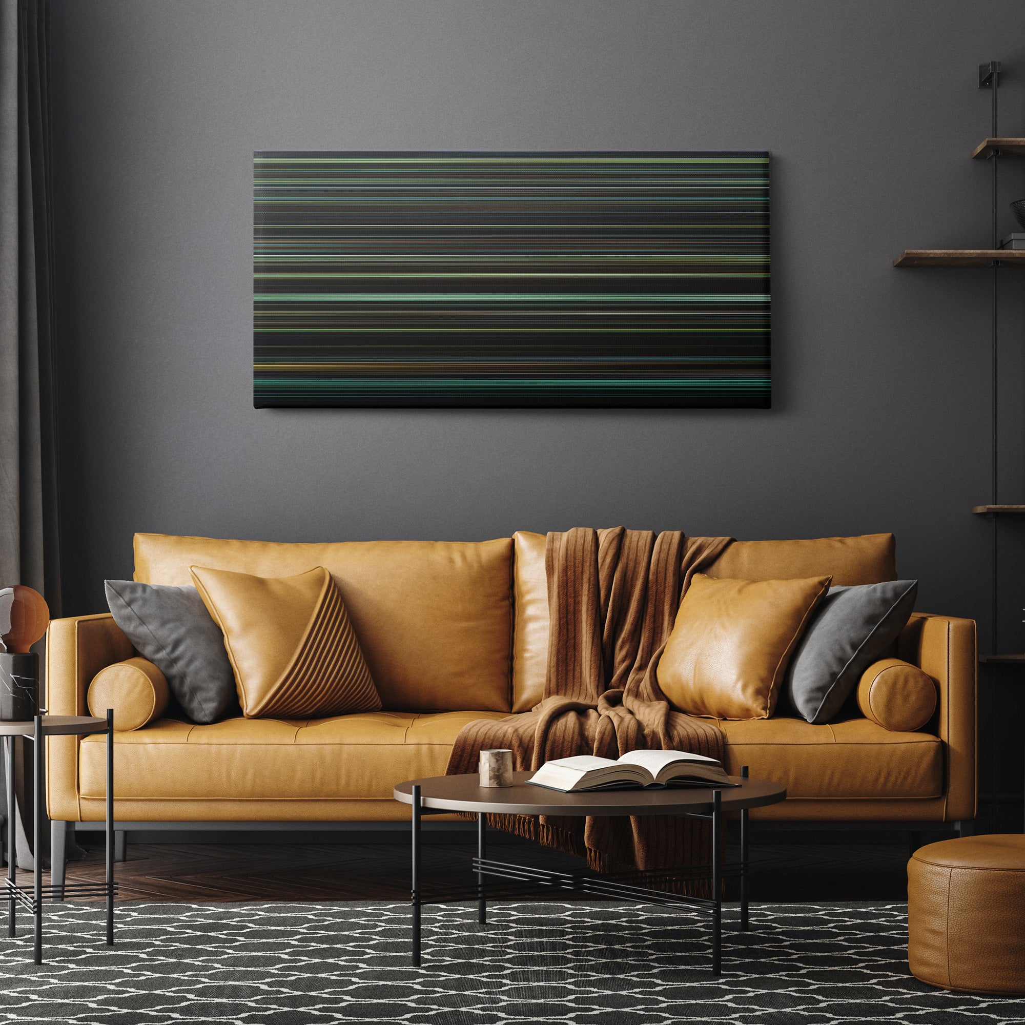 Fight Club (1999) CineSpectrum Color Spectrum Canvas Print - Hanging Horizontal on Wall in Room