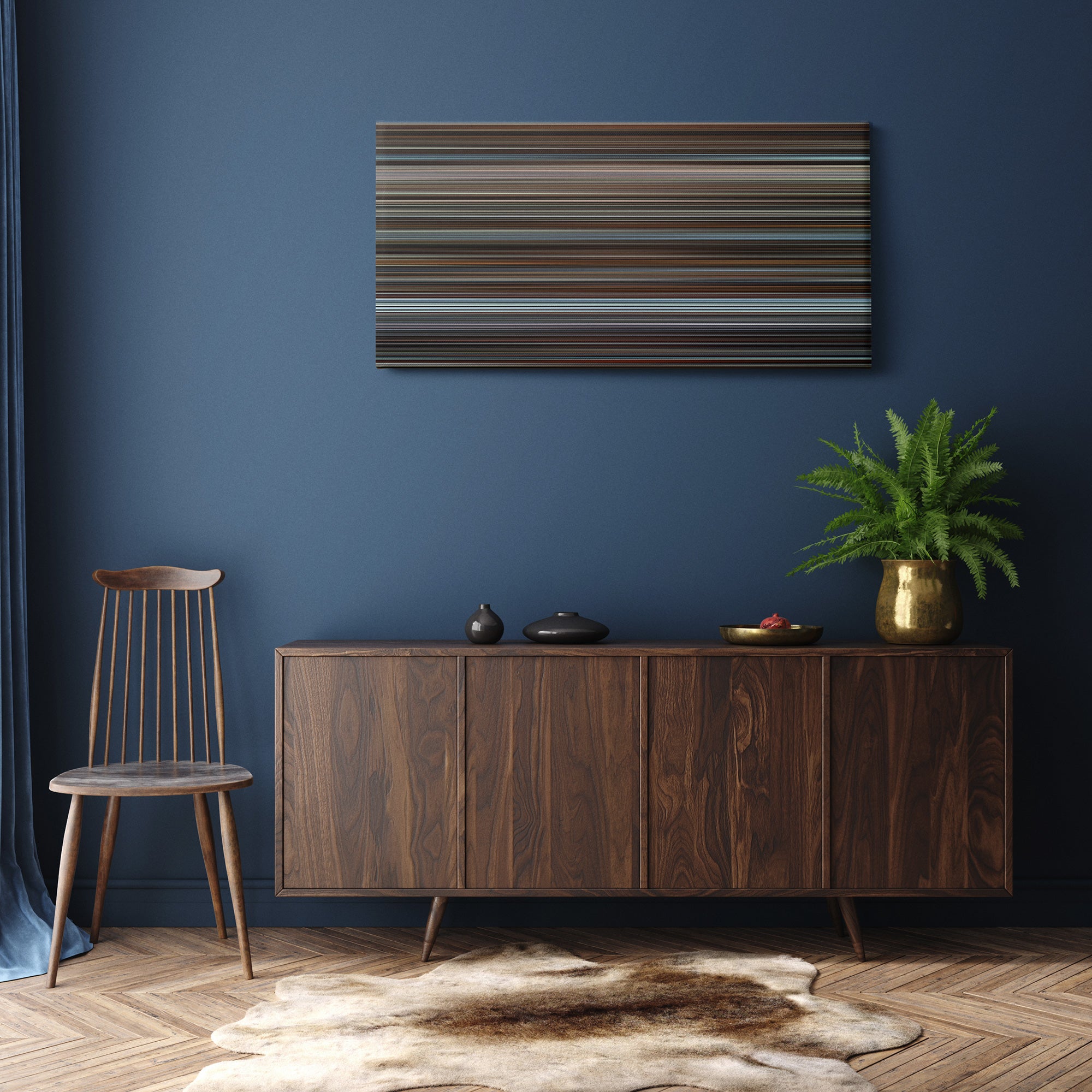 Inception (2010) CineSpectrum Color Spectrum Canvas Print - Hanging Horizontal on Wall in Room