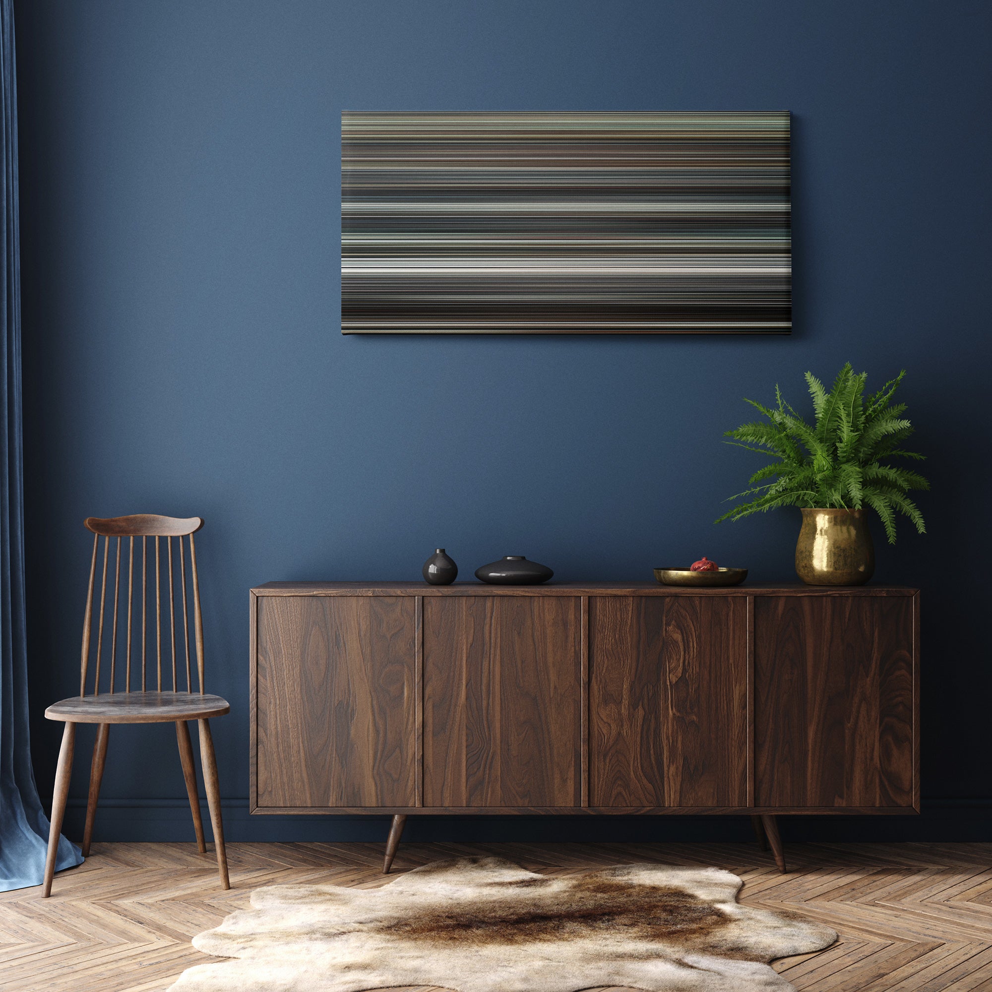 Interstellar (2014) CineSpectrum Color Spectrum Canvas Print - Hanging Horizontal on Wall in Room