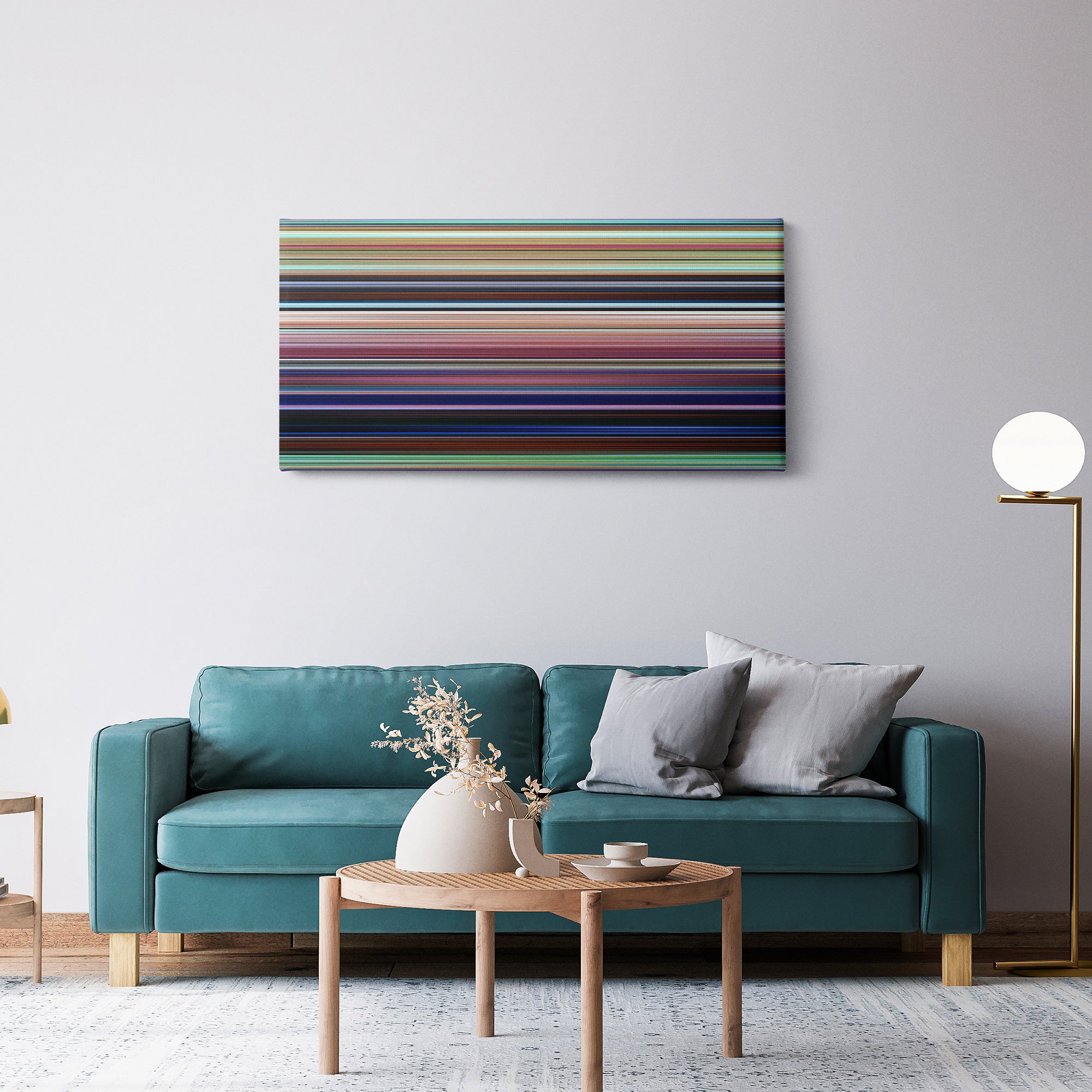 Moana (2016) CineSpectrum Color Spectrum Canvas Print - Hanging Horizontal on Wall in Room
