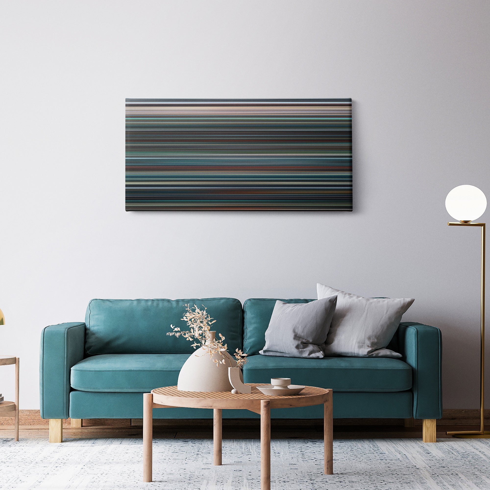 No Time to Die (2021) CineSpectrum Color Spectrum Canvas Print - Hanging Horizontal on Wall in Room