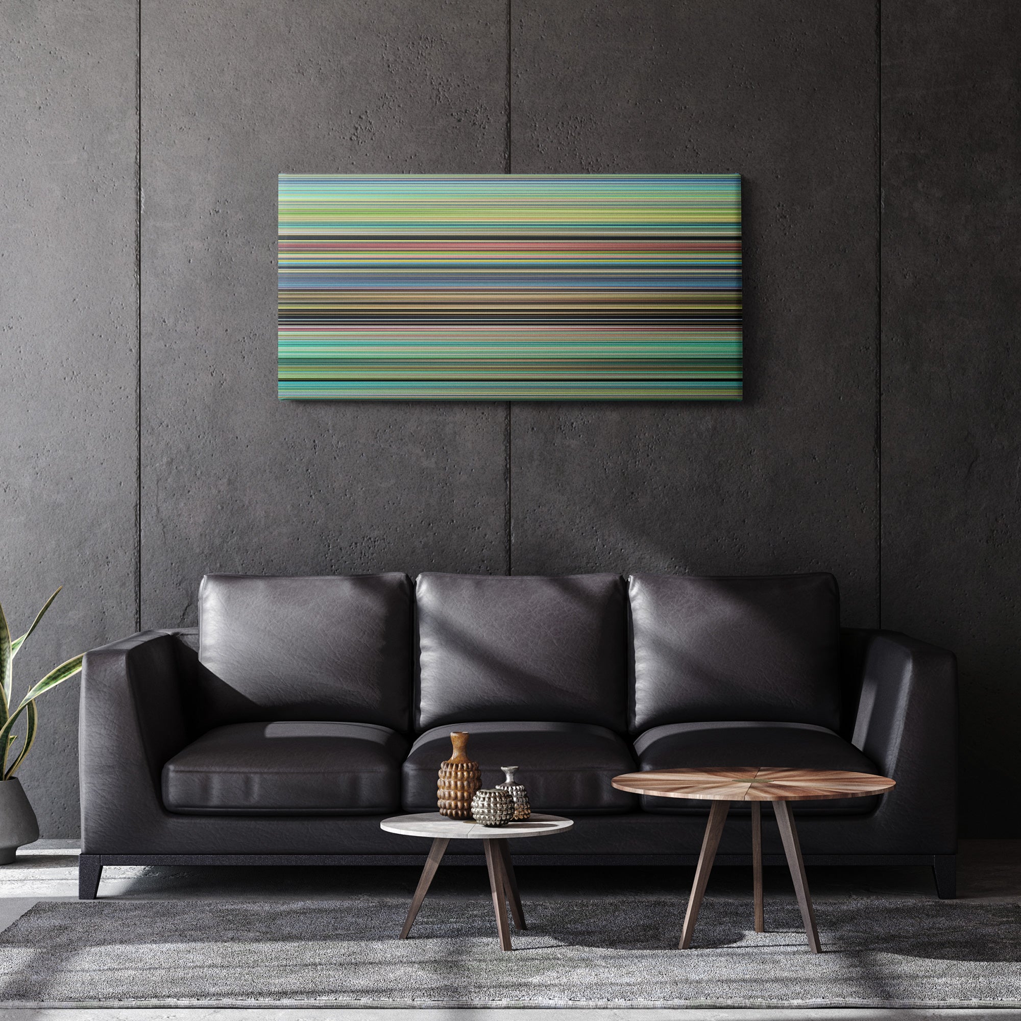 Ponyo (2008) CineSpectrum Color Spectrum Canvas Print - Hanging Horizontal on Wall in Room