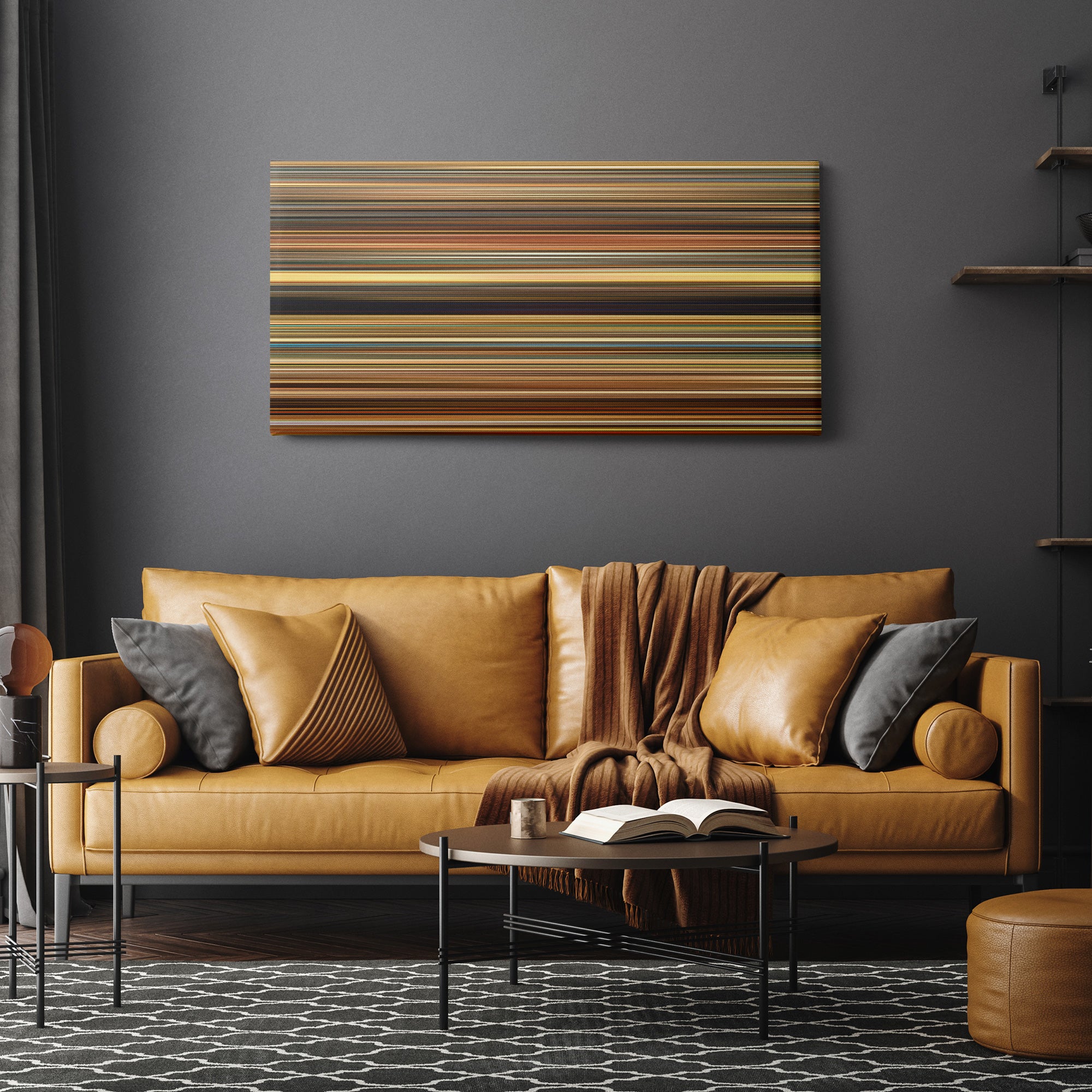 The Darjeeling Limited (2007) CineSpectrum Color Spectrum Canvas Print - Hanging Horizontal on Wall in Room