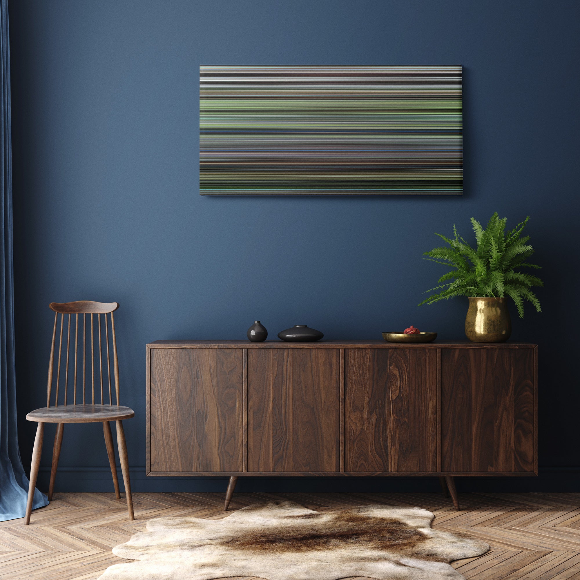 The Thin Red Line (1998) CineSpectrum Color Spectrum Canvas Print - Hanging Horizontal on Wall in Room