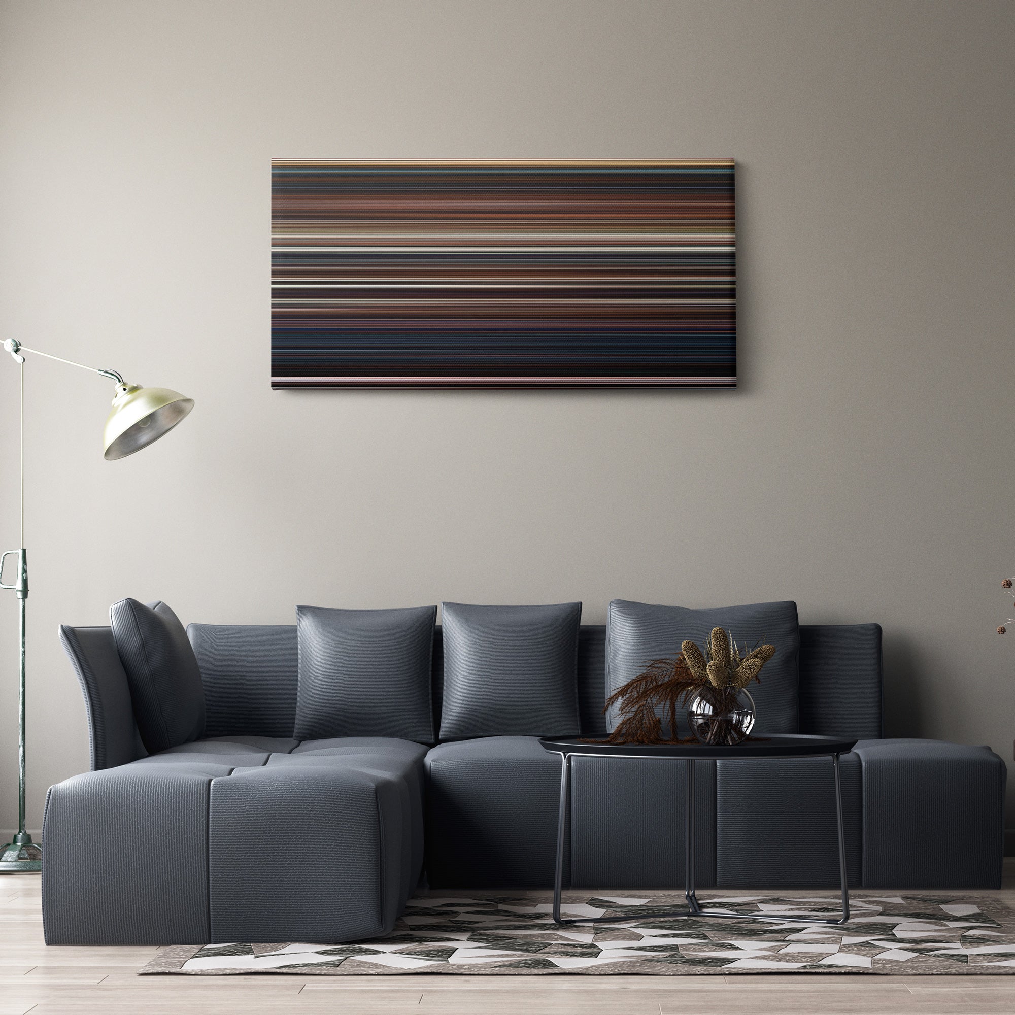 The Wolverine (2013) CineSpectrum Color Spectrum Canvas Print - Hanging Horizontal on Wall in Room
